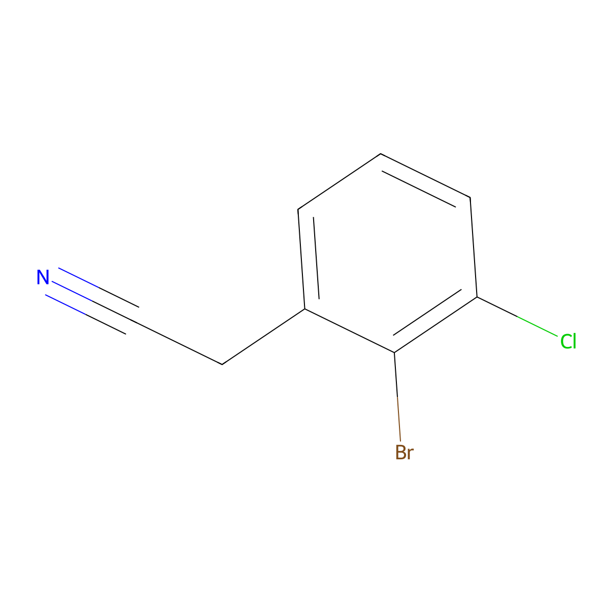 2-Bromo-3-chlorophenylacetonitrile molecular structure, CAS 1261815-64-8
