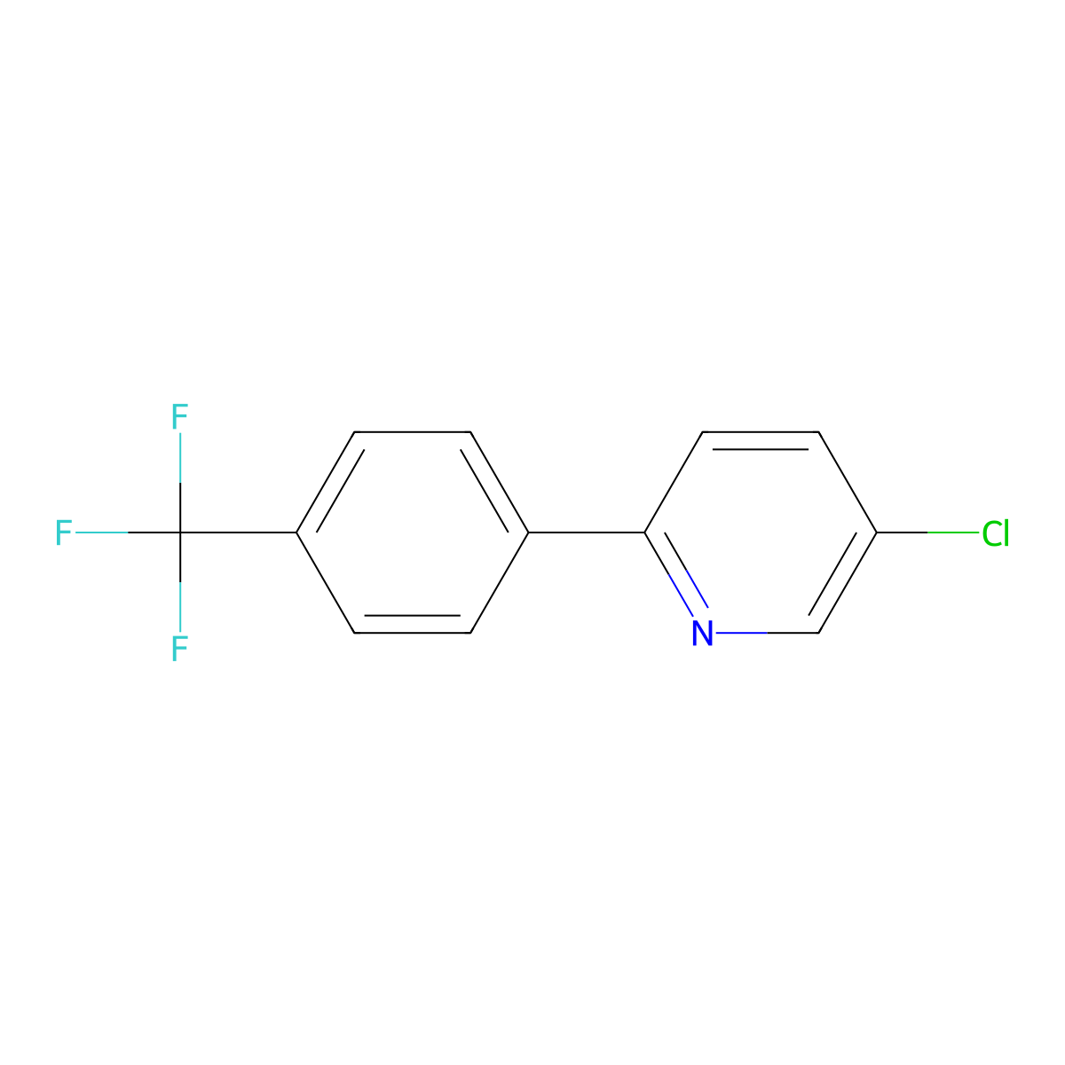Pyridine, 5-chloro-2-[4-(trifluoromethyl)phenyl]- molecular structure, CAS 1261815-65-9