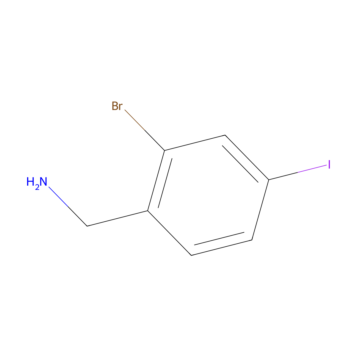 (2-Bromo-4-iodophenyl)methanamine molecular structure, CAS 1261816-92-5