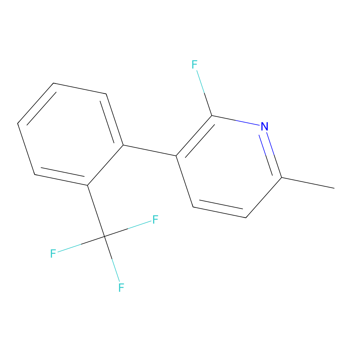 2-Fluoro-6-methyl-3-[2-(trifluoromethyl)phenyl]pyridine molecular structure, CAS 1261817-14-4