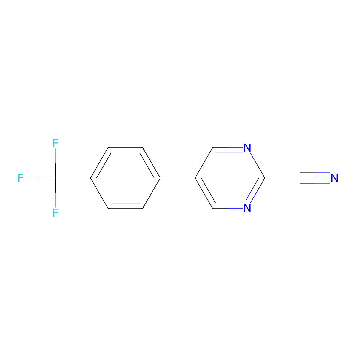 5-(4-(Trifluoromethyl)phenyl)pyrimidine-2-carbonitrile molecular structure, CAS 1261817-44-0