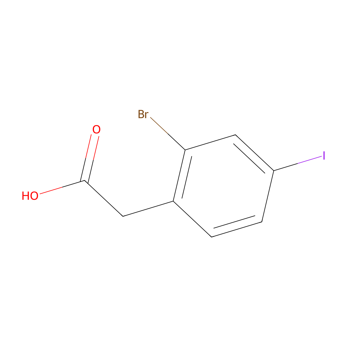 2-(2-Bromo-4-iodophenyl)acetic acid molecular structure, CAS 1261817-73-5