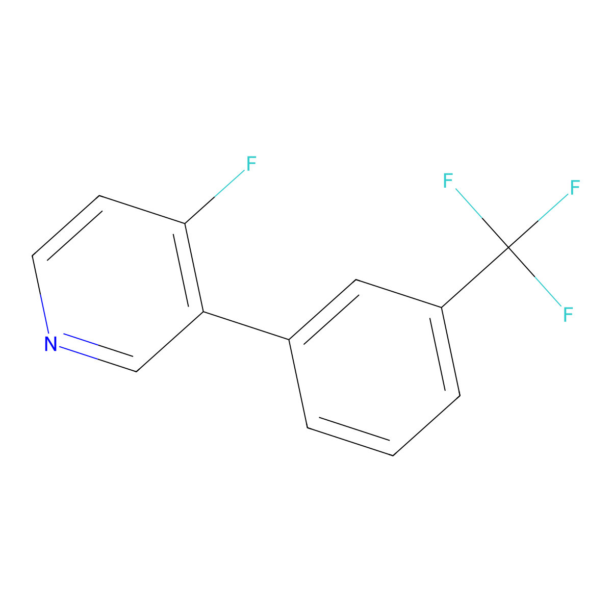 4-Fluoro-3-[3-(trifluoromethyl)phenyl]pyridine molecular structure, CAS 1261818-74-9