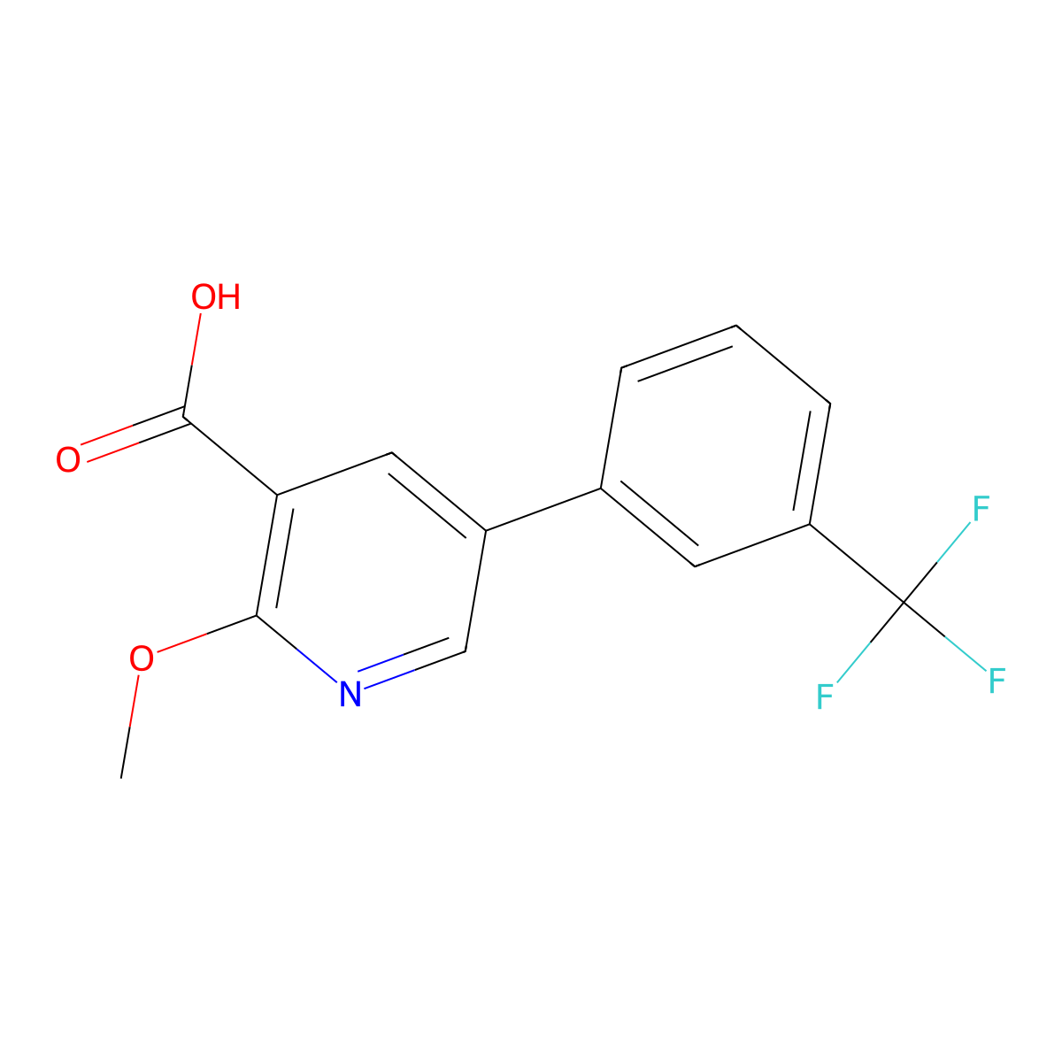 2-Methoxy-5-[3-(trifluoromethyl)phenyl]pyridine-3-carboxylic acid molecular structure, CAS 1261818-90-9
