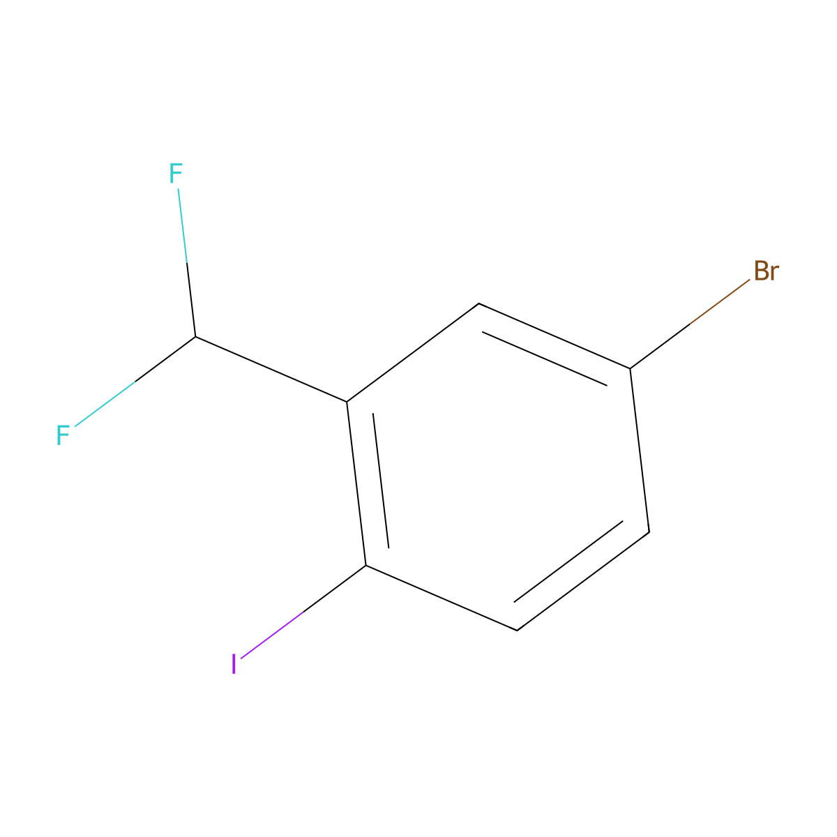 4-Bromo-2-(difluoromethyl)-1-iodobenzene molecular structure, CAS 1261819-63-9