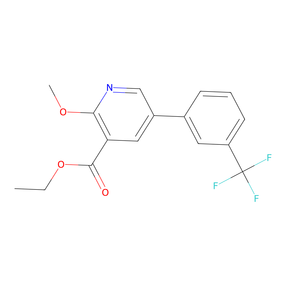 Ethyl 2-methoxy-5-[3-(trifluoromethyl)phenyl]-3-pyridinecarboxylate molecular structure, CAS 1261819-87-7