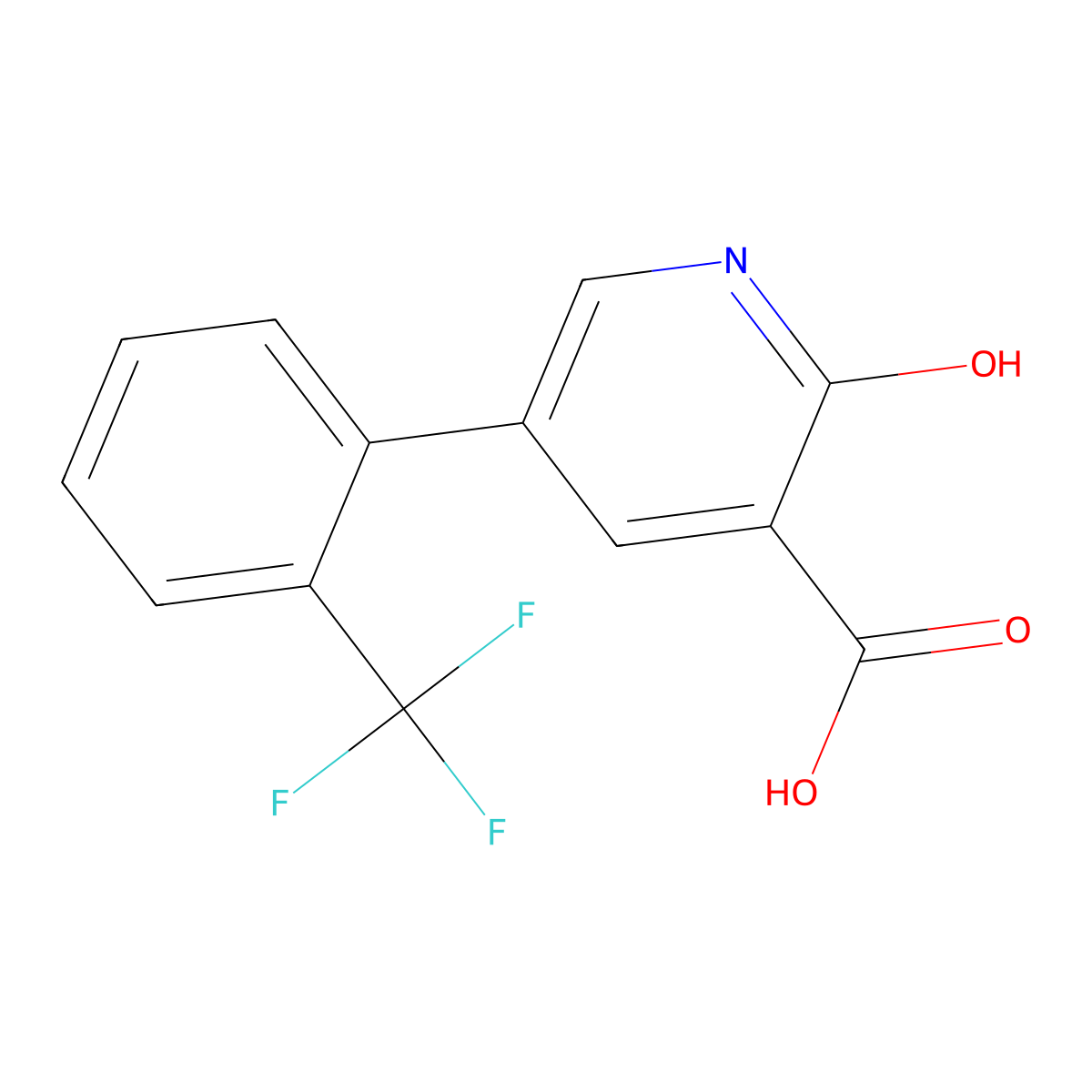 2-Hydroxy-5-(2-(trifluoromethyl)phenyl)nicotinic acid molecular structure, CAS 1261820-95-4