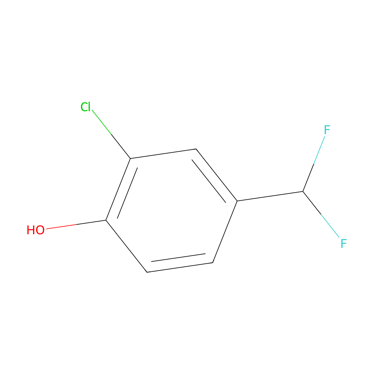 2-Chloro-4-(difluoromethyl)phenol molecular structure, CAS 1261821-37-7