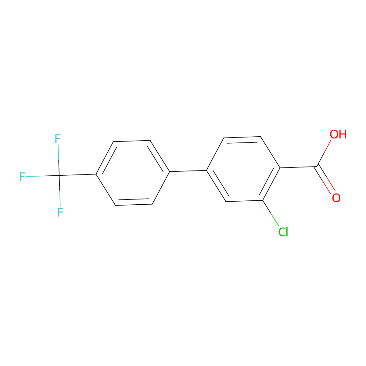 3-Chloro-4'-(trifluoromethyl)-[1,1'-biphenyl]-4-carboxylic acid molecular structure, CAS 1261822-09-6