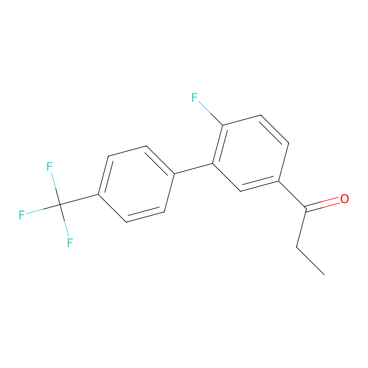 1-[4-Fluoro-3-[4-(trifluoromethyl)phenyl]phenyl]propan-1-one molecular structure, CAS 1261822-57-4