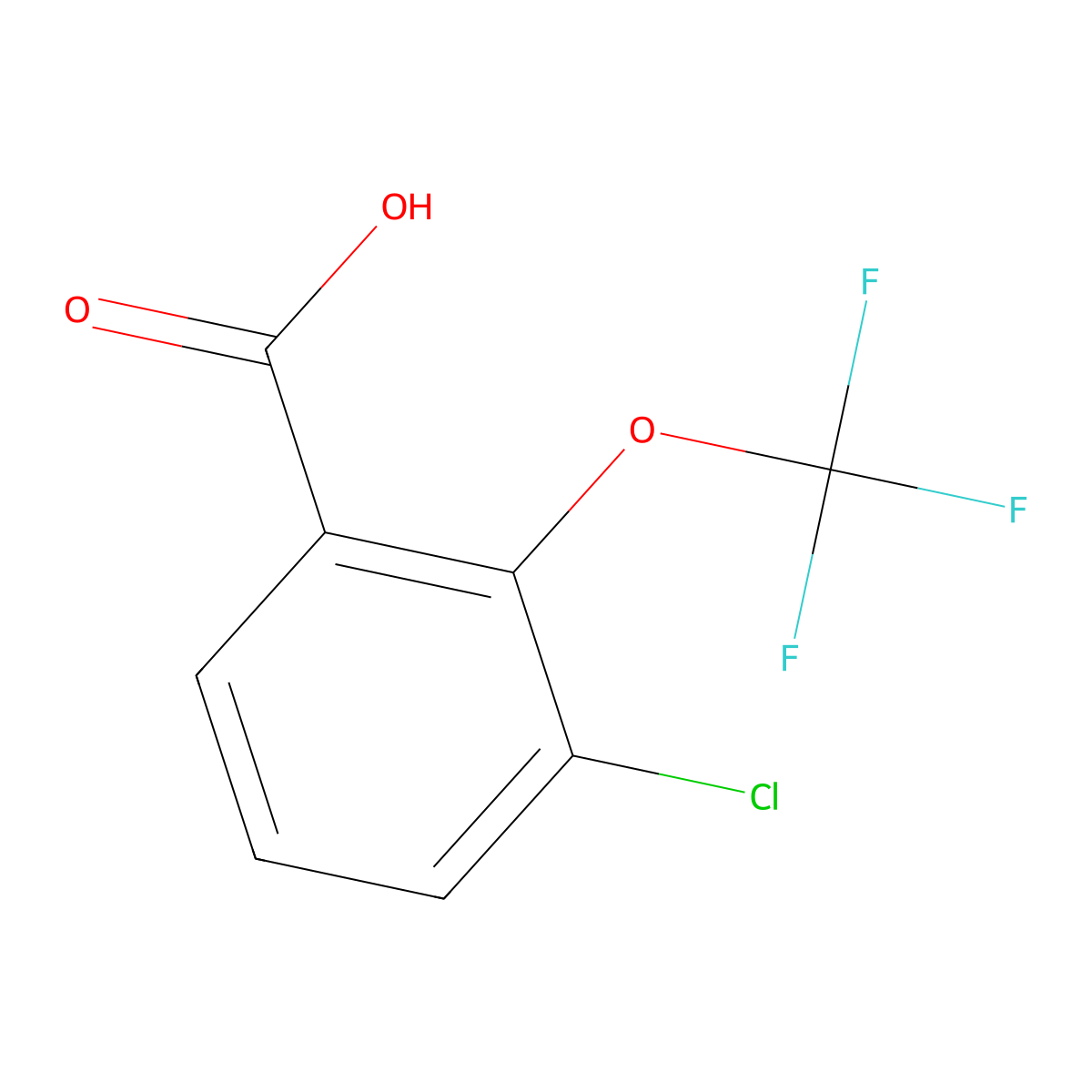3-Chloro-2-(trifluoromethoxy)benzoic acid molecular structure, CAS 1261822-68-7