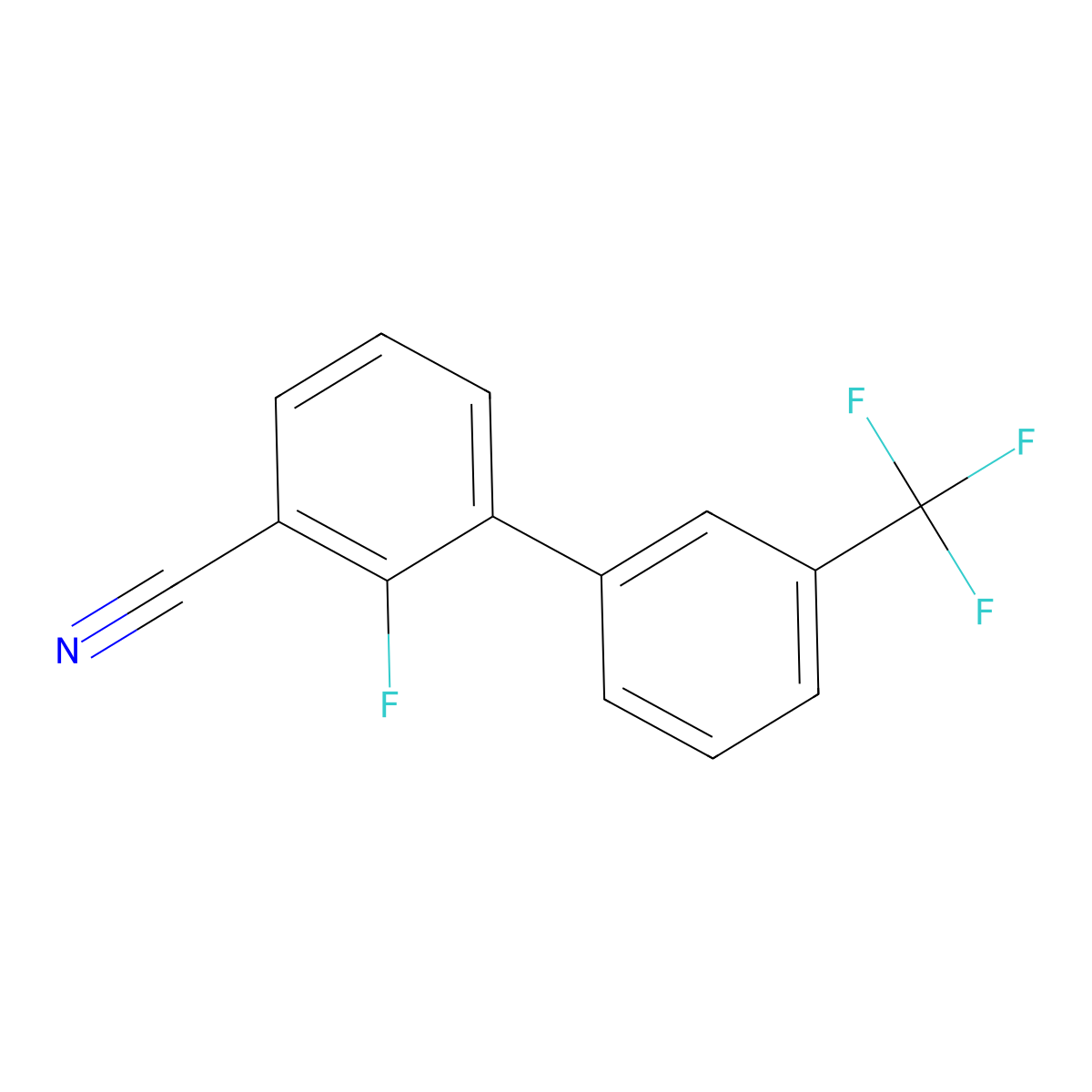 2-Fluoro-3'-(trifluoromethyl)-[1,1'-biphenyl]-3-carbonitrile molecular structure, CAS 1261824-76-3