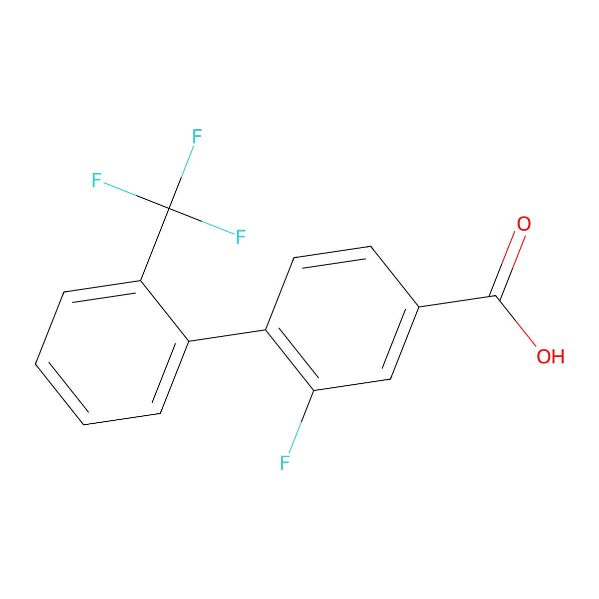 2-Fluoro-2'-(trifluoromethyl)-[1,1'-biphenyl]-4-carboxylic acid molecular structure, CAS 1261824-88-7