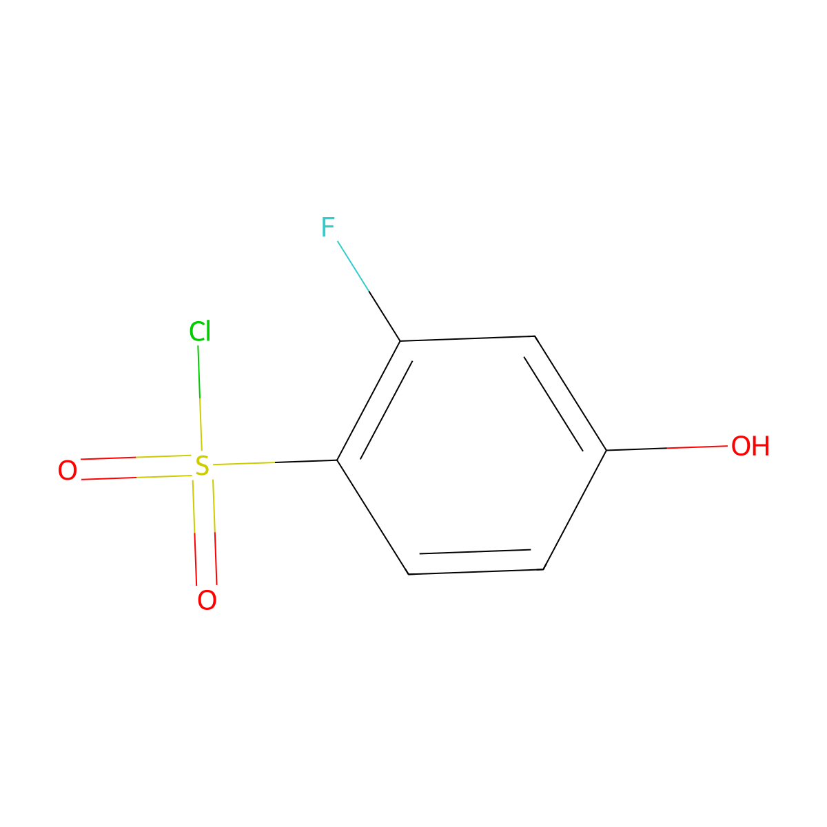 2-Fluoro-4-hydroxybenzene-1-sulfonyl chloride molecular structure, CAS 1261827-40-0