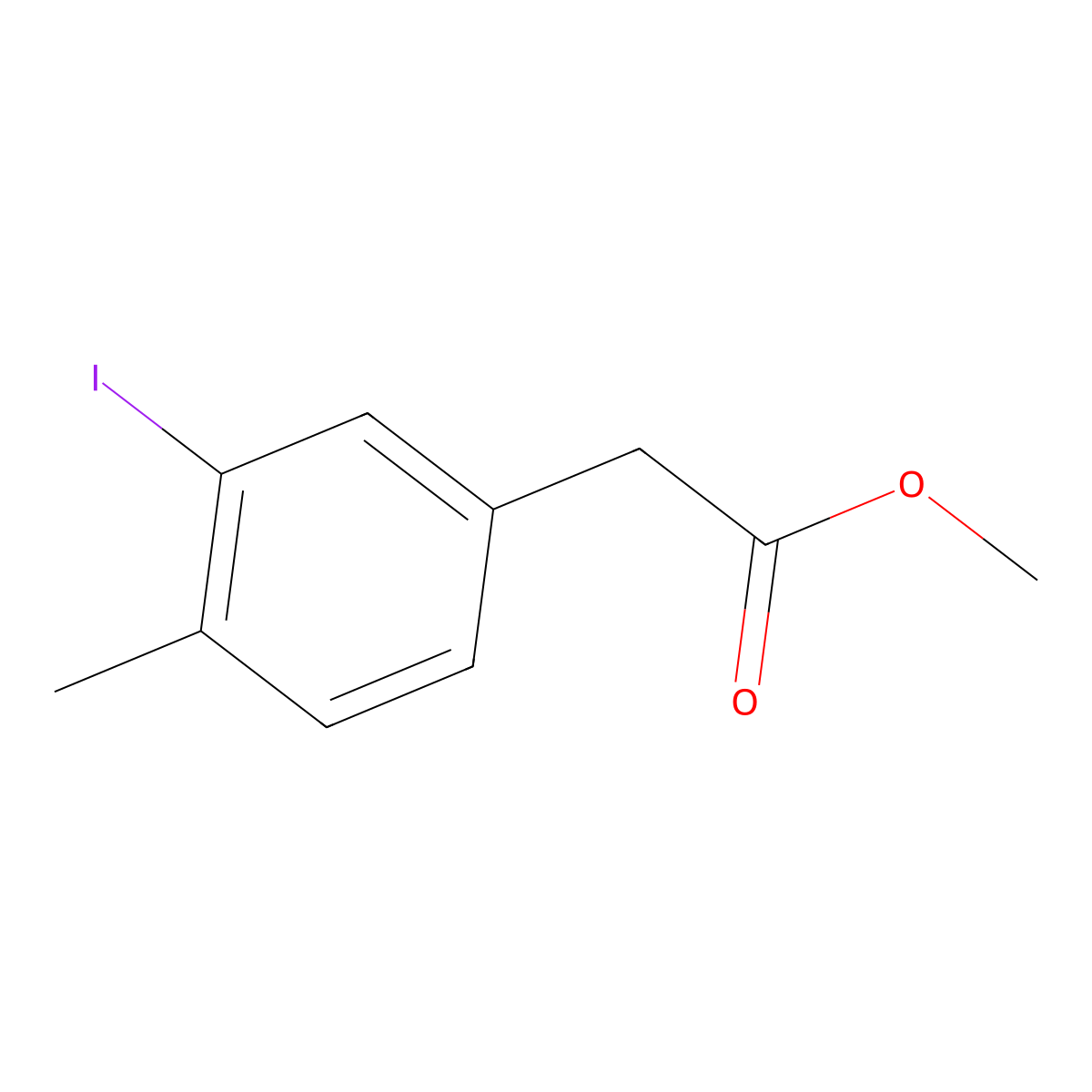 Methyl 2-(3-iodo-4-methylphenyl)acetate molecular structure, CAS 1261827-42-2