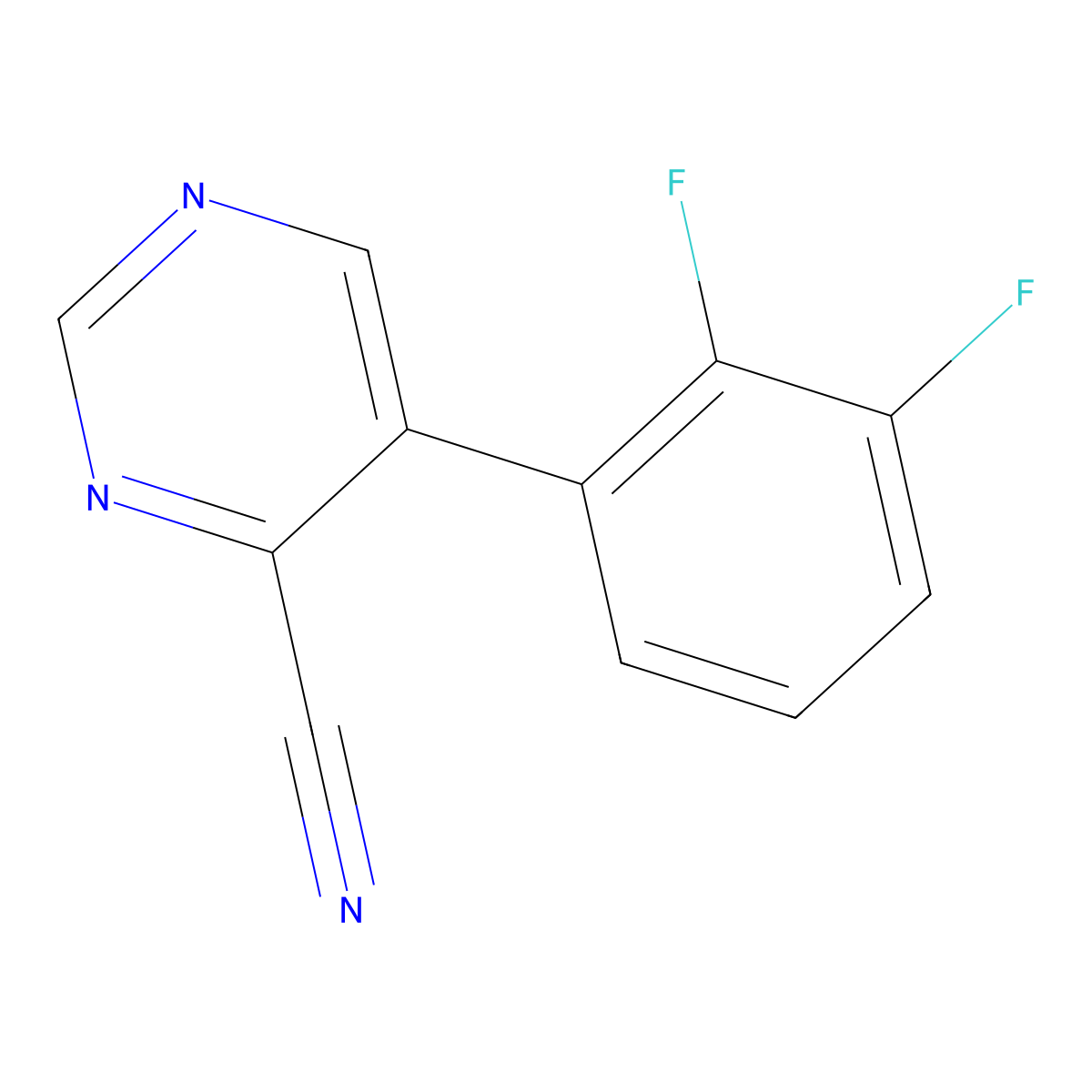 5-(2,3-Difluorophenyl)pyrimidine-4-carbonitrile molecular structure, CAS 1261827-76-2