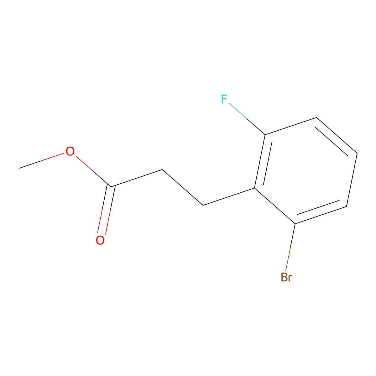 Methyl 3-(2-bromo-6-fluorophenyl)propanoate molecular structure, CAS 1261829-23-5
