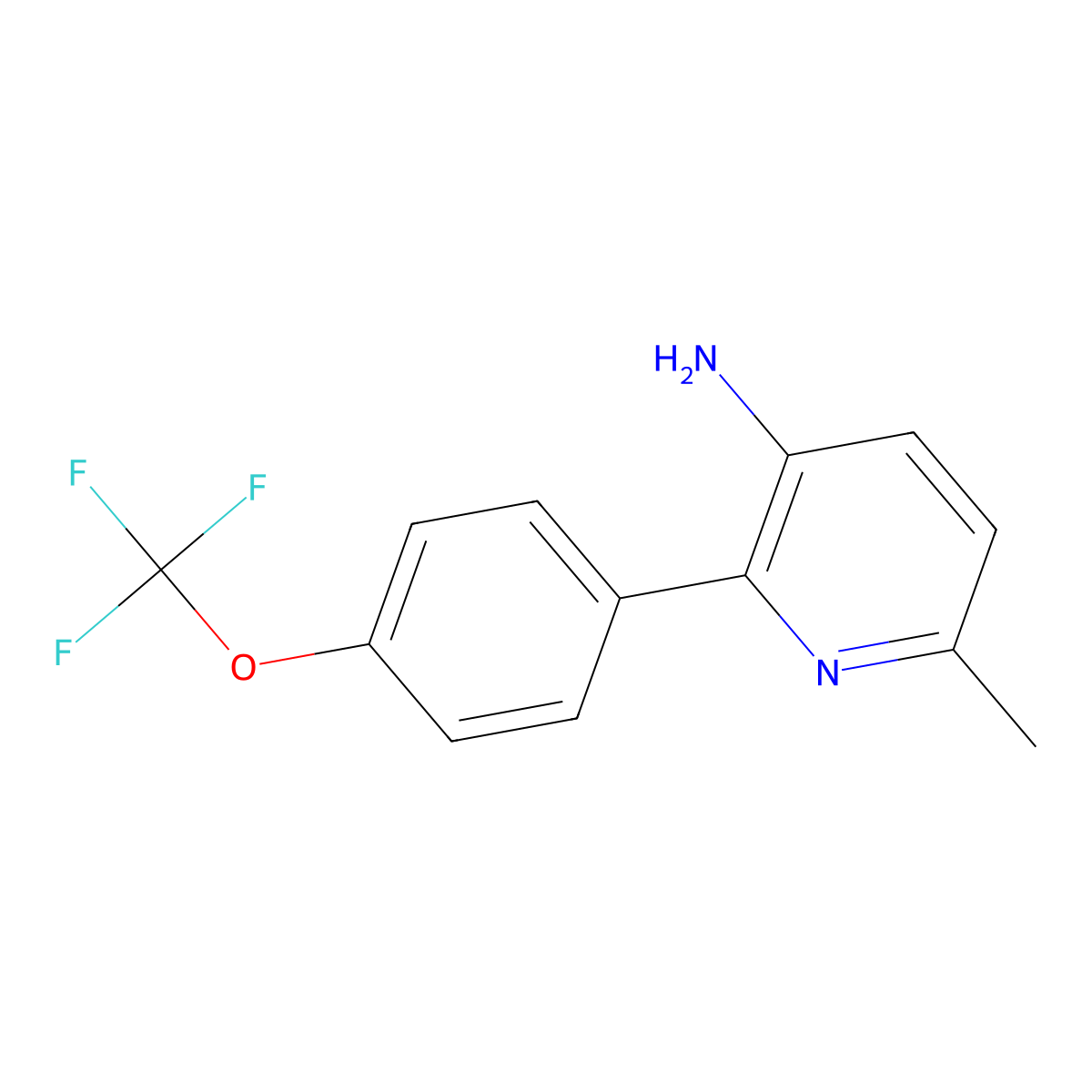 6-Methyl-2-(4-(trifluoromethoxy)phenyl)pyridin-3-amine molecular structure, CAS 1261829-89-3