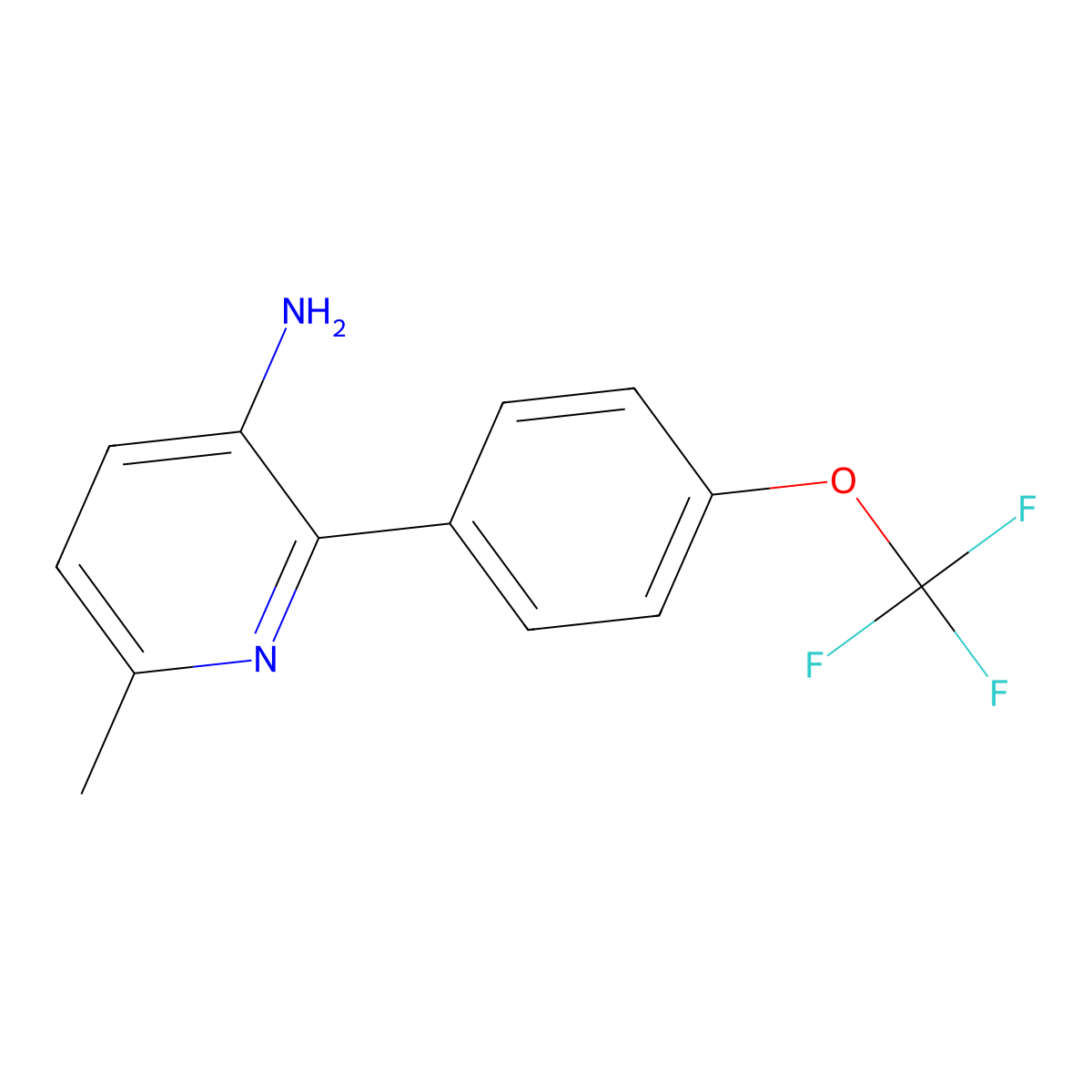 6-Methyl-2-(4-(trifluoromethoxy)phenyl)pyridin-3-amine molecular structure, CAS 1261829-89-3