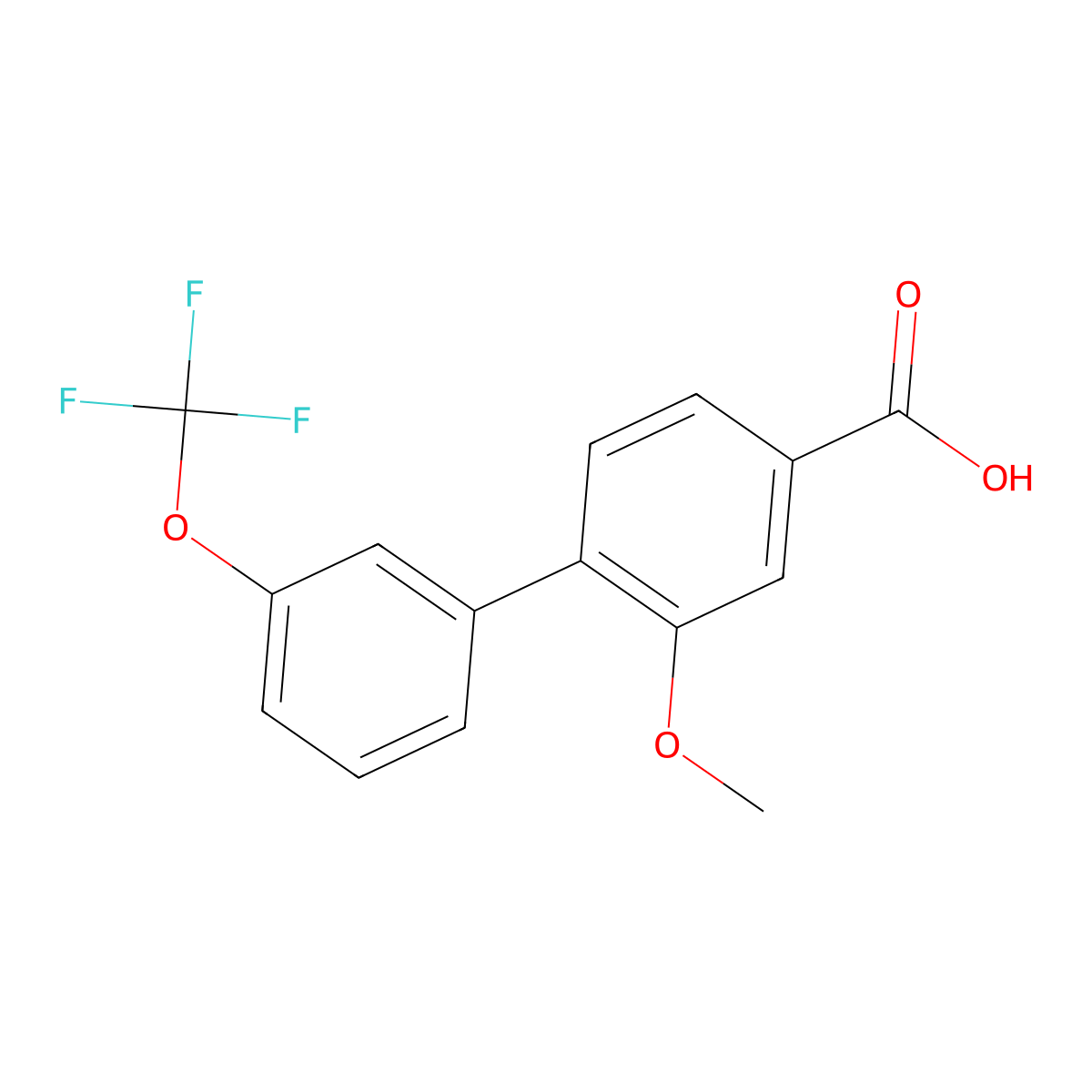 3-Methoxy-4-(3-trifluoromethoxyphenyl)benzoic acid molecular structure, CAS 1261831-43-9