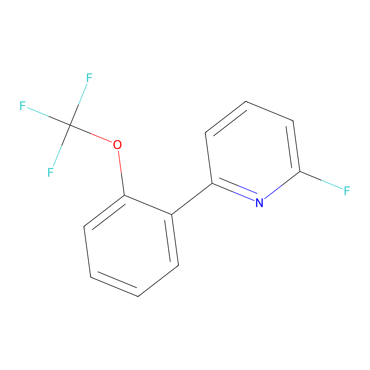 2-Fluoro-6-[2-(trifluoromethoxy)phenyl]pyridine molecular structure, CAS 1261832-14-7