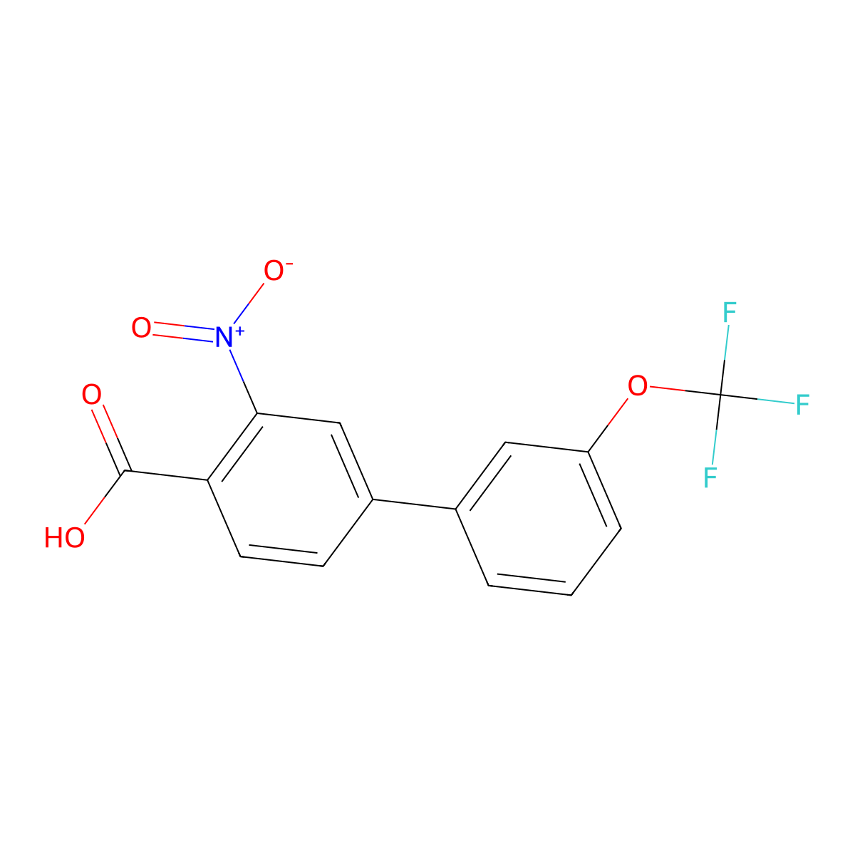 3-Nitro-3'-(trifluoromethoxy)-[1,1'-biphenyl]-4-carboxylic acid molecular structure, CAS 1261832-71-6