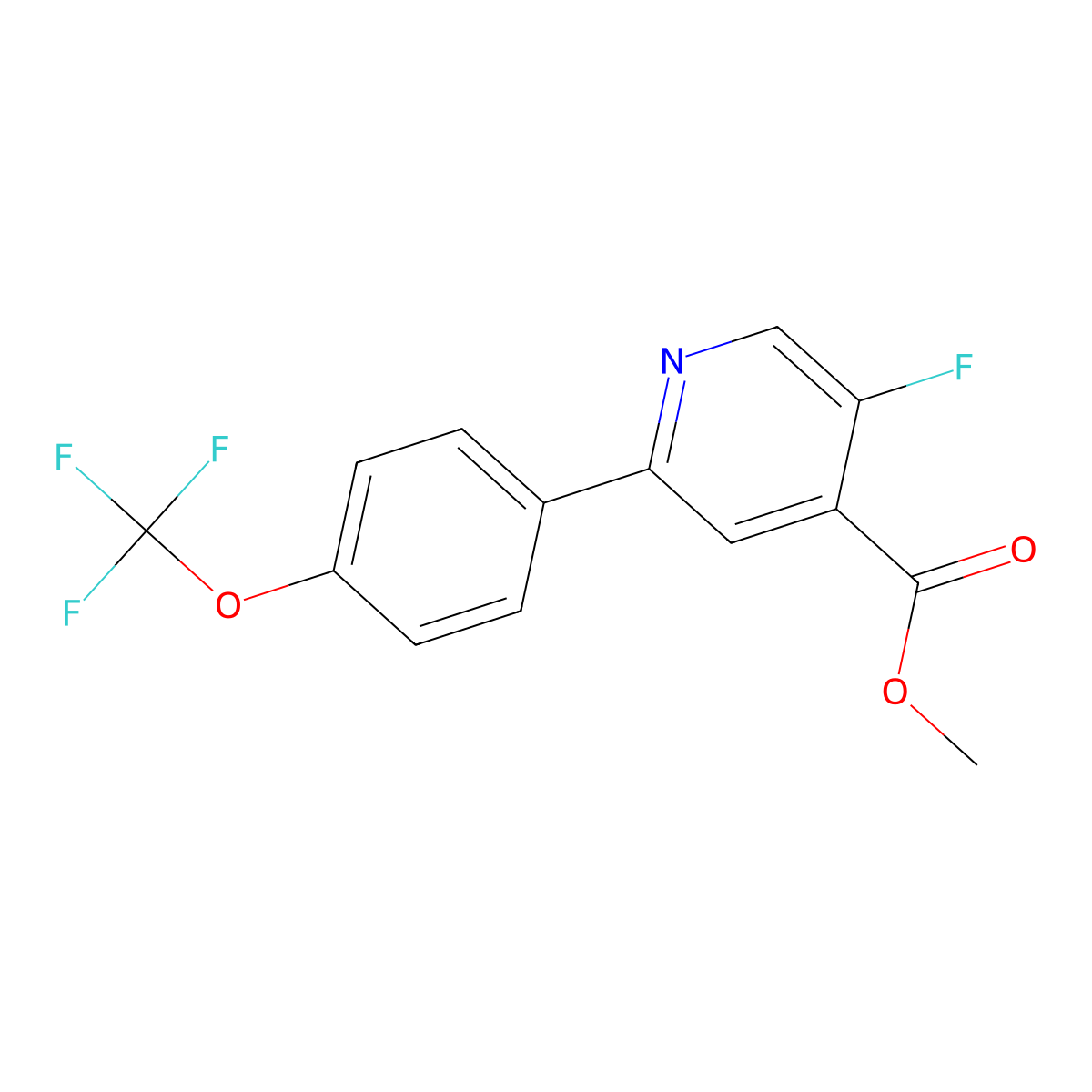 Methyl 5-fluoro-2-(4-(trifluoromethoxy)phenyl)isonicotinate molecular structure, CAS 1261833-03-7