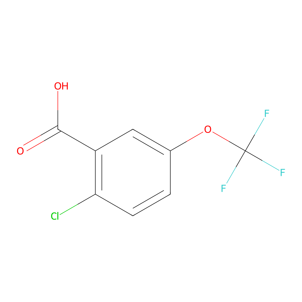 2-Chloro-5-(trifluoromethoxy)benzoic acid molecular structure, CAS 1261836-04-7