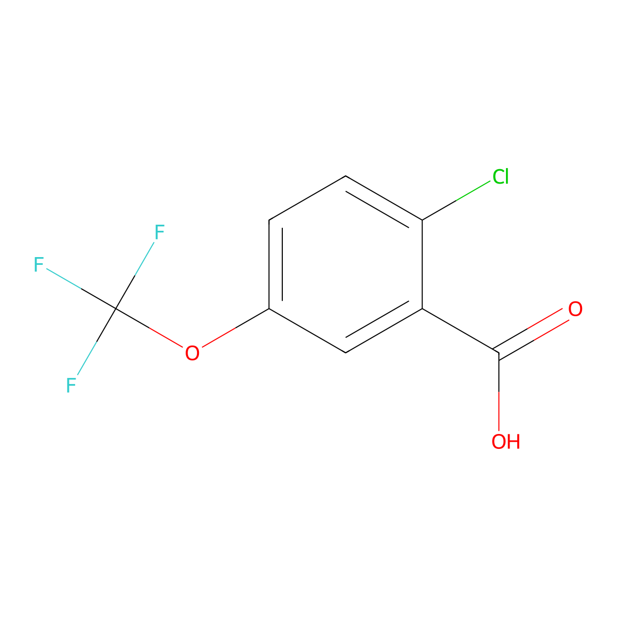 2-Chloro-5-(trifluoromethoxy)benzoic acid molecular structure, CAS 1261836-04-7