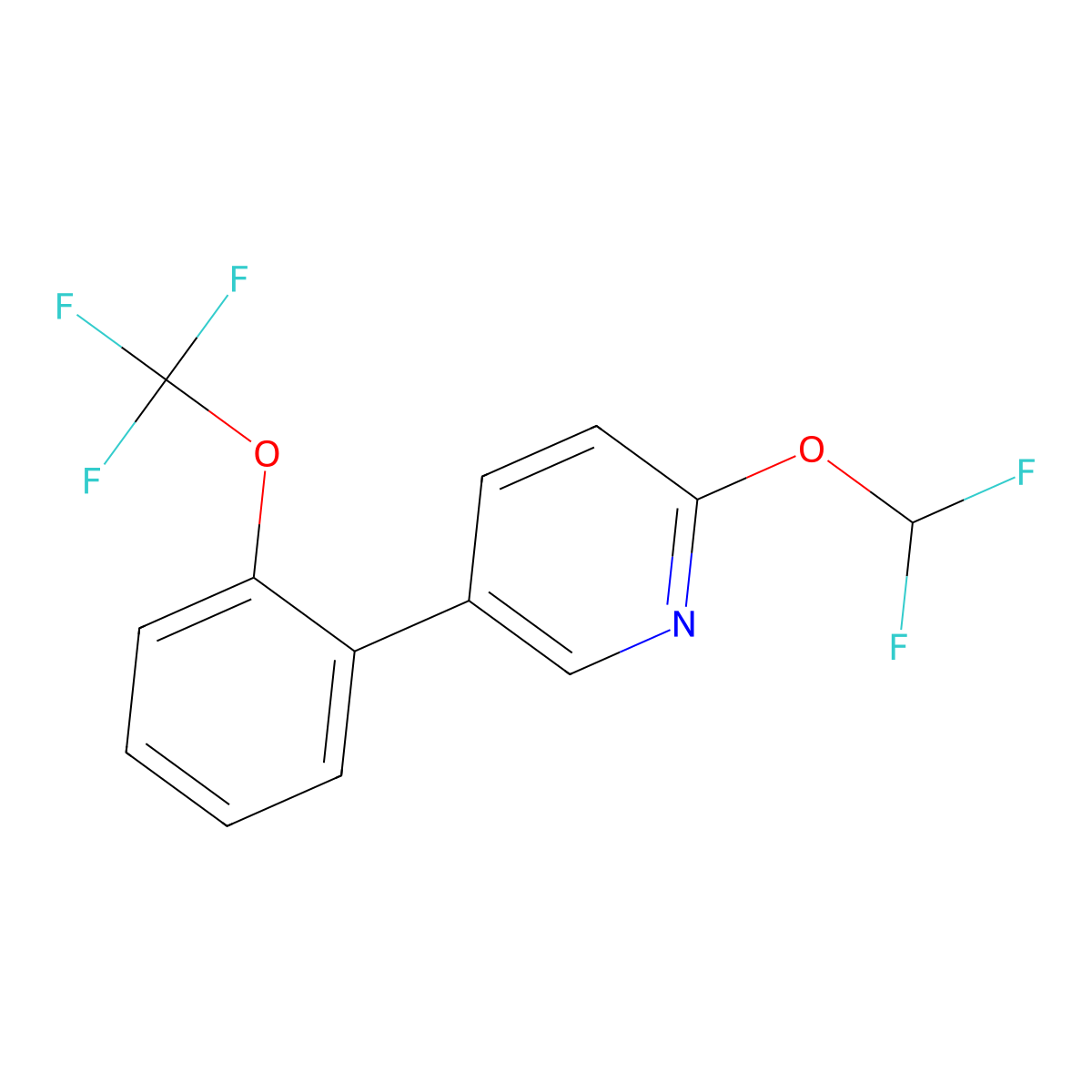 2-(Difluoromethoxy)-5-(2-(trifluoromethoxy)phenyl)pyridine molecular structure, CAS 1261836-74-1