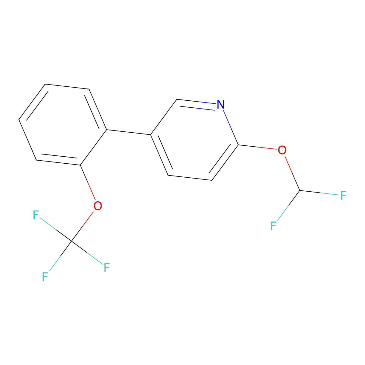 2-(Difluoromethoxy)-5-(2-(trifluoromethoxy)phenyl)pyridine molecular structure, CAS 1261836-74-1