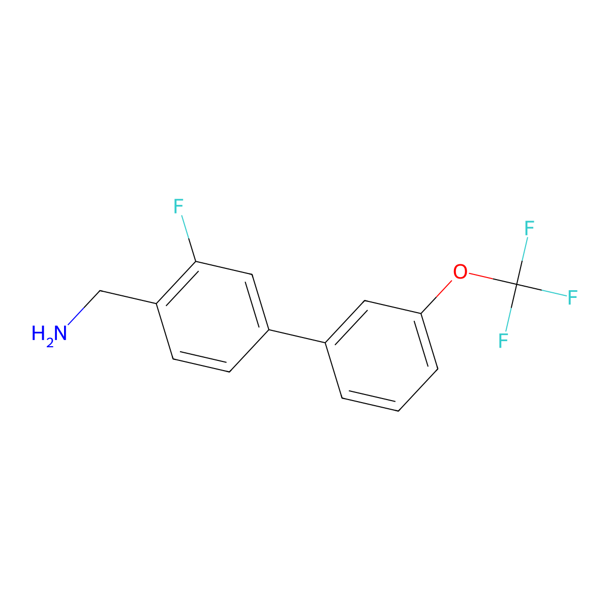 (3-Fluoro-3'-(trifluoromethoxy)-[1,1'-biphenyl]-4-yl)methanamine molecular structure, CAS 1261836-76-3