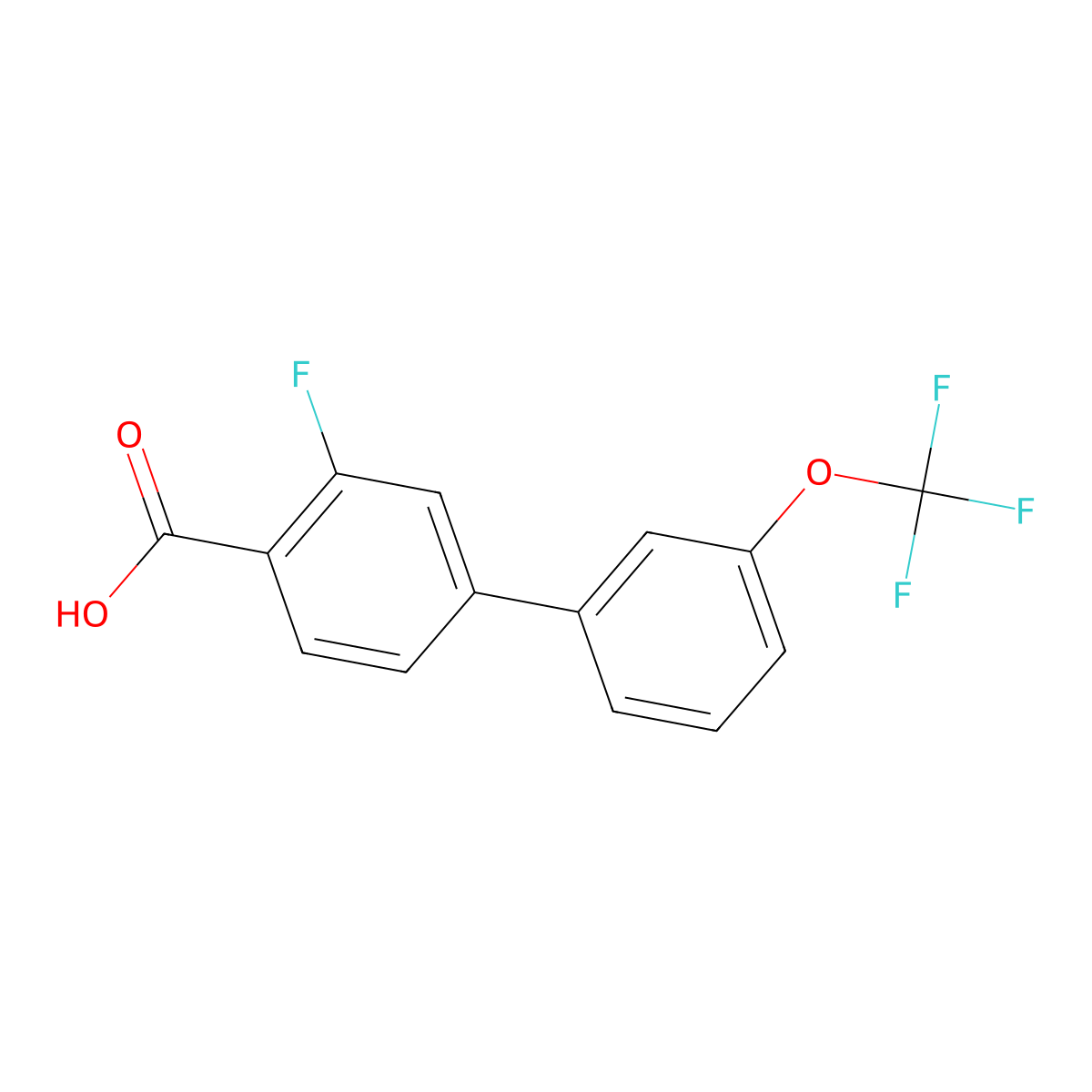 2-Fluoro-4-(3-trifluoromethoxyphenyl)benzoic acid molecular structure, CAS 1261837-34-6