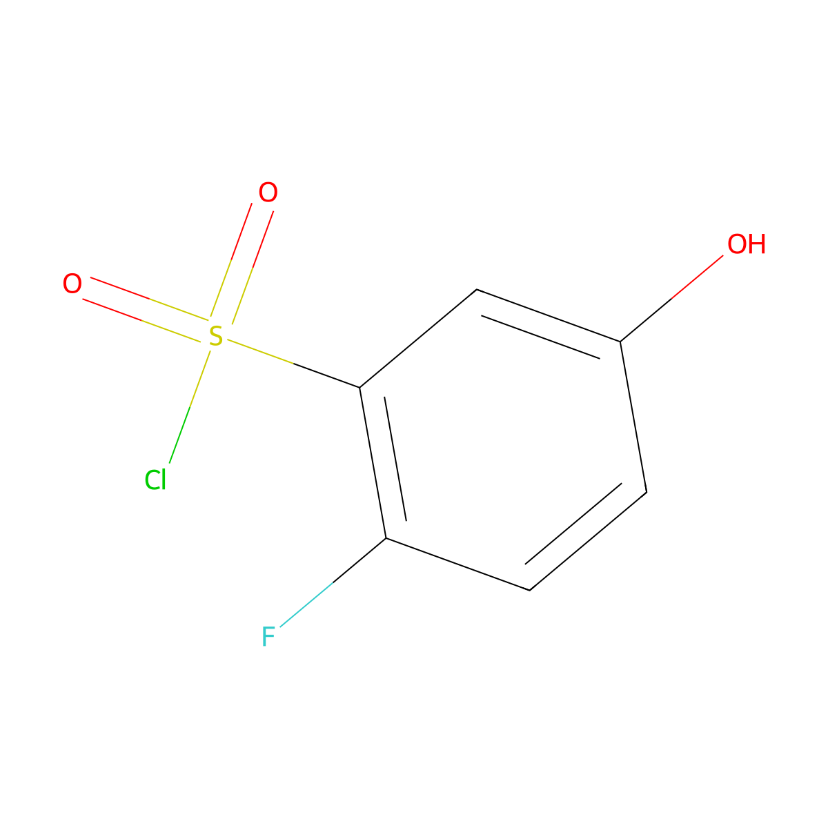 2-Fluoro-5-hydroxybenzene-1-sulfonyl chloride molecular structure, CAS 1261837-43-7