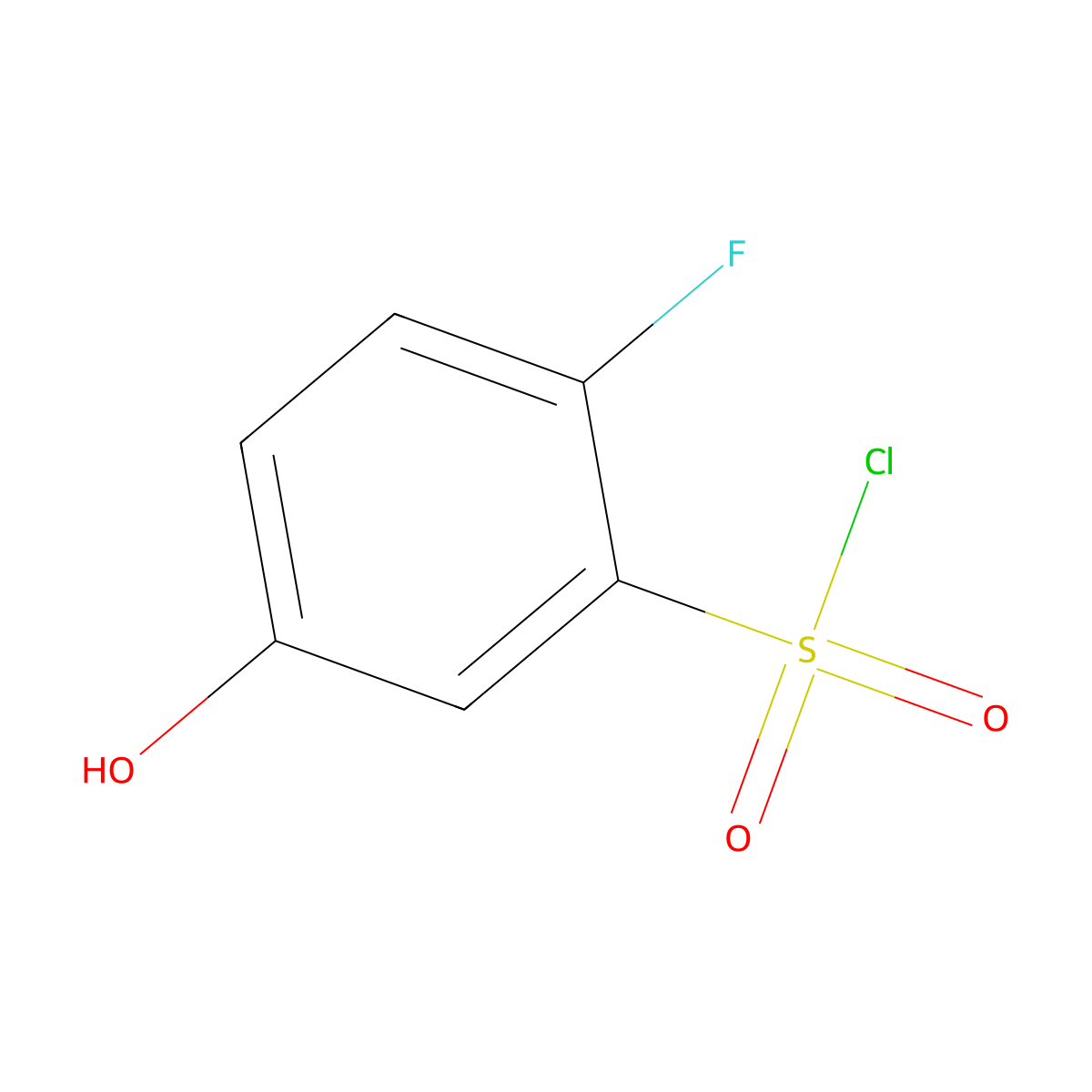 2-Fluoro-5-hydroxybenzene-1-sulfonyl chloride molecular structure, CAS 1261837-43-7