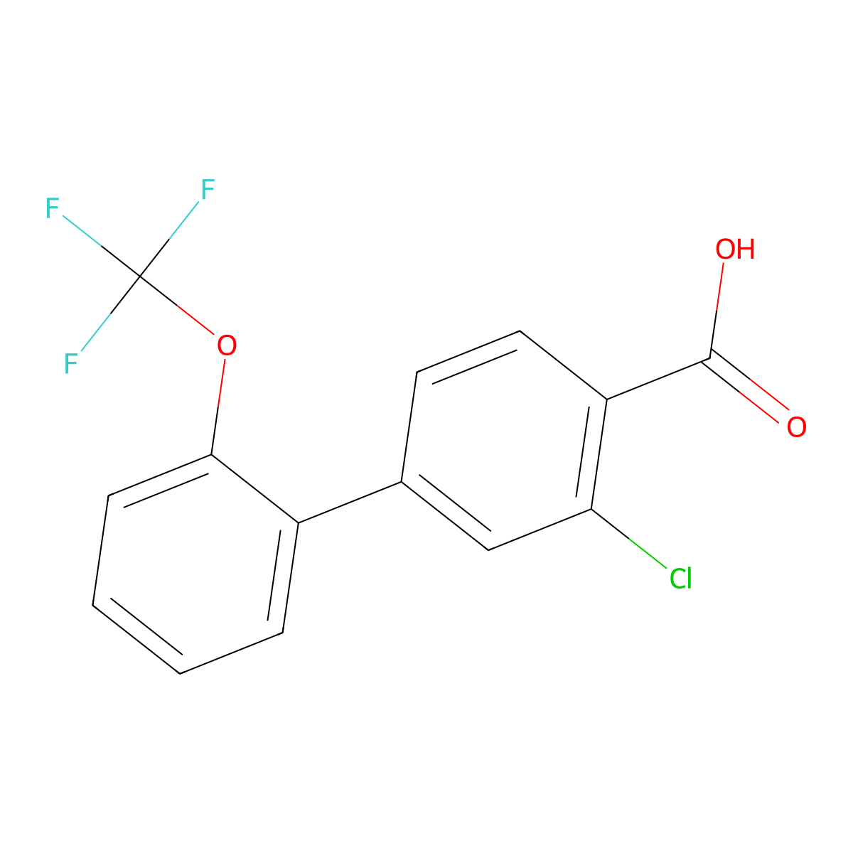 2-Chloro-4-[2-(trifluoromethoxy)phenyl]benzoic acid molecular structure, CAS 1261840-24-7