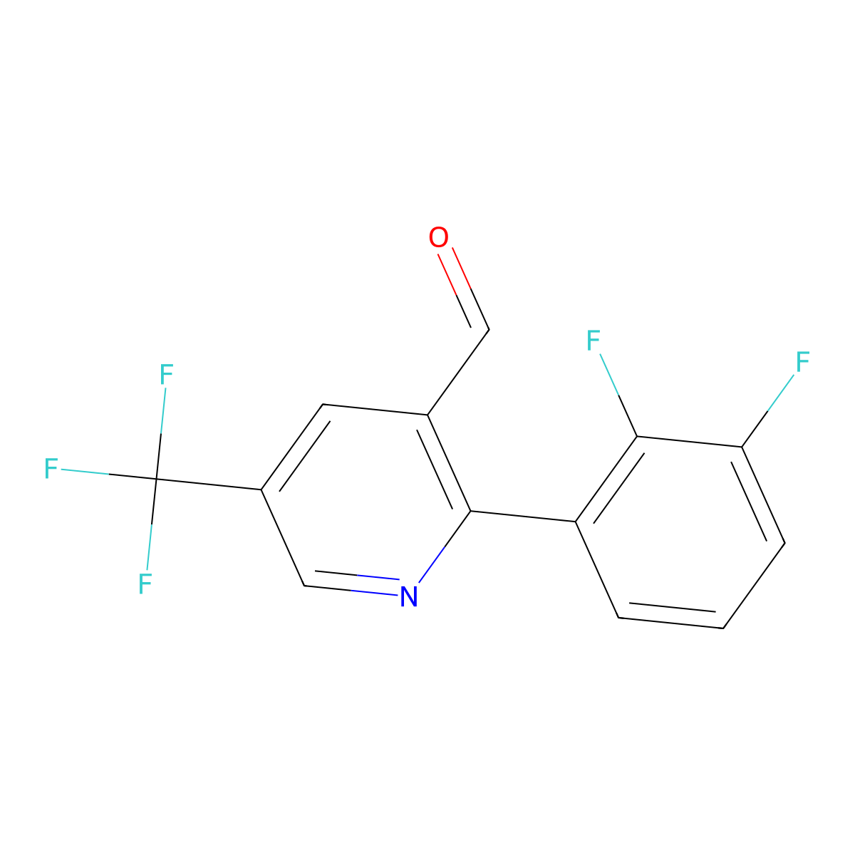 2-(2,3-Difluorophenyl)-5-(trifluoromethyl)nicotinaldehyde molecular structure, CAS 1261840-31-6