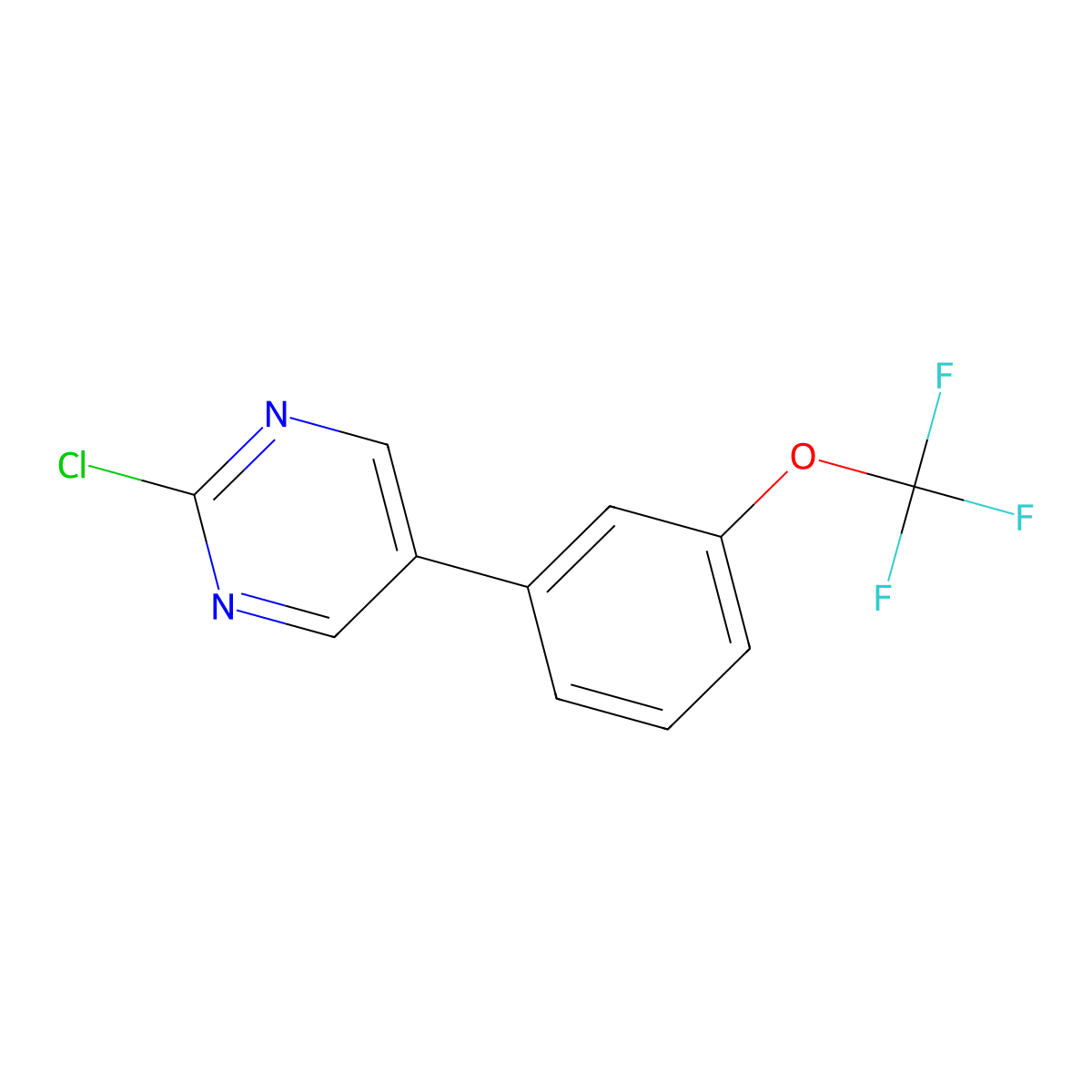 2-Chloro-5-(3-(trifluoromethoxy)phenyl)pyrimidine molecular structure, CAS 1261842-05-0