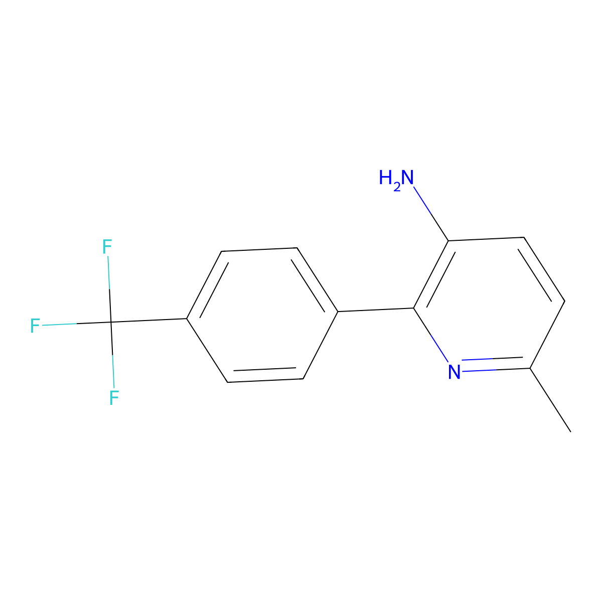 6-Methyl-2-(4-(trifluoromethyl)phenyl)pyridin-3-amine molecular structure, CAS 1261847-36-2