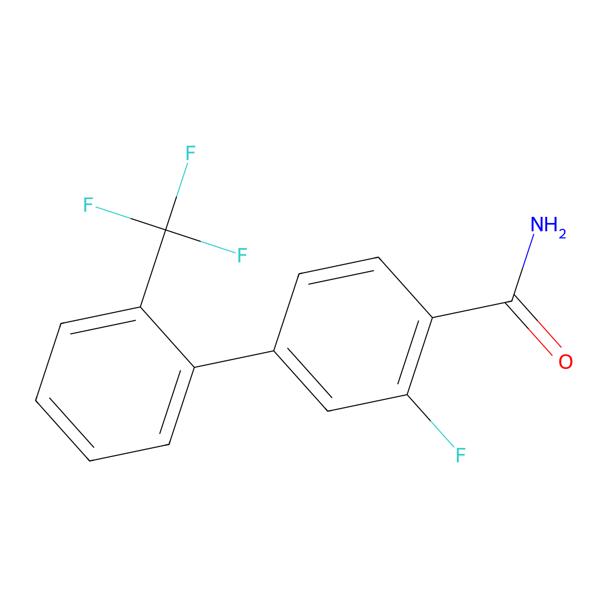3-Fluoro-2'-(trifluoromethyl)[1,1'-biphenyl]-4-carboxamide molecular structure, CAS 1261849-34-6
