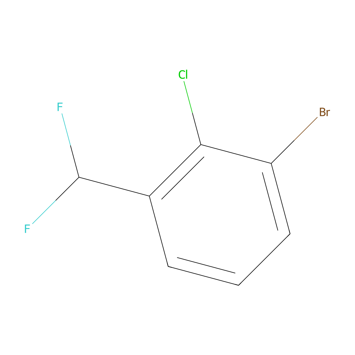 1-Bromo-2-chloro-3-(difluoromethyl)benzene molecular structure, CAS 1261849-47-1