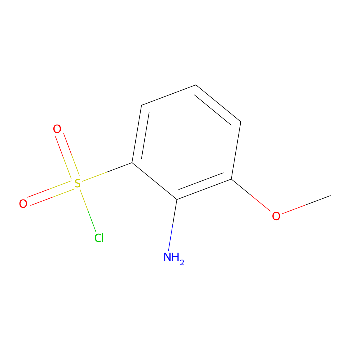 2-Amino-3-methoxybenzene-1-sulfonyl chloride molecular structure, CAS 1261850-11-6