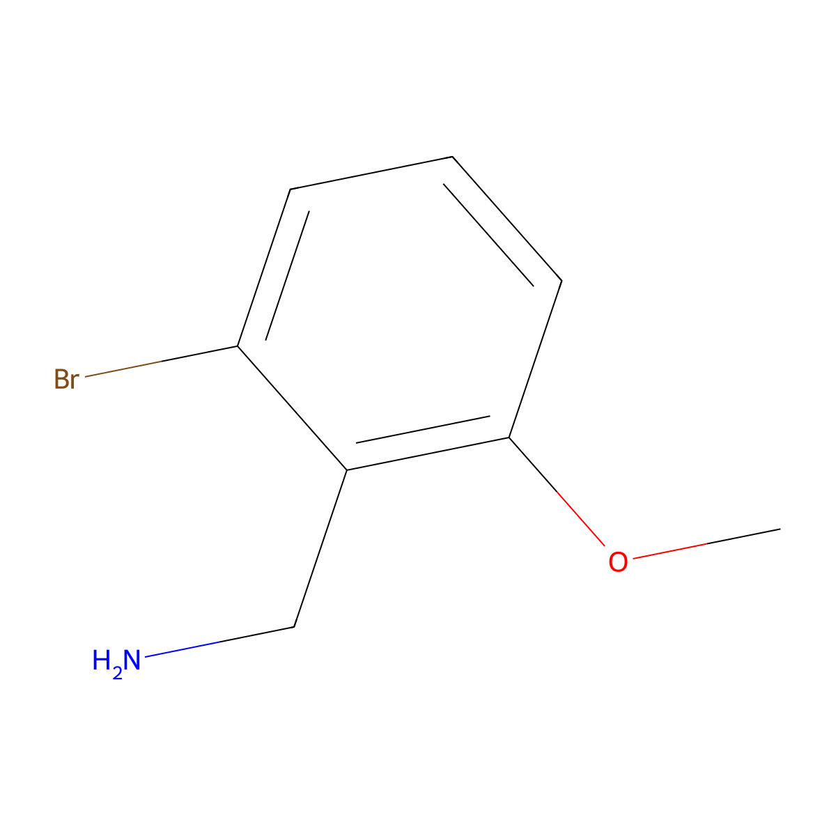 (2-Bromo-6-methoxyphenyl)methanamine molecular structure, CAS 1261850-81-0