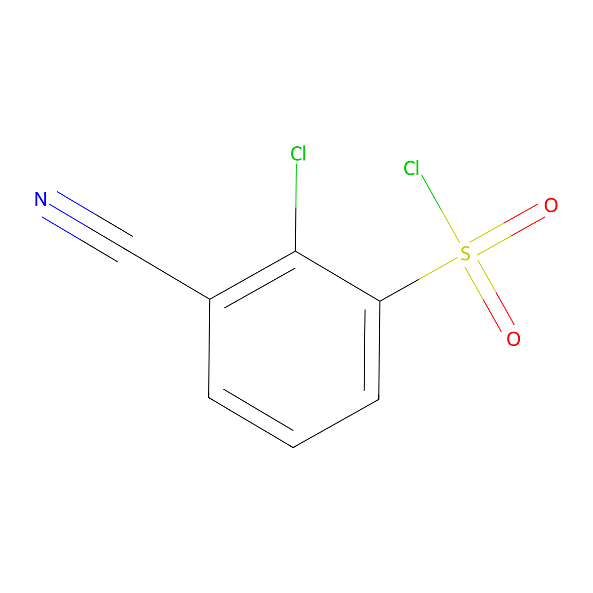 2-Chloro-3-cyanobenzene-1-sulfonyl chloride molecular structure, CAS 1261851-22-2