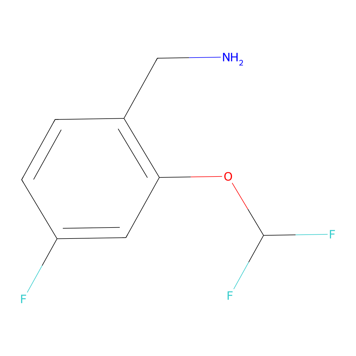 (2-(Difluoromethoxy)-4-fluorophenyl)methanamine molecular structure, CAS 1261851-51-7