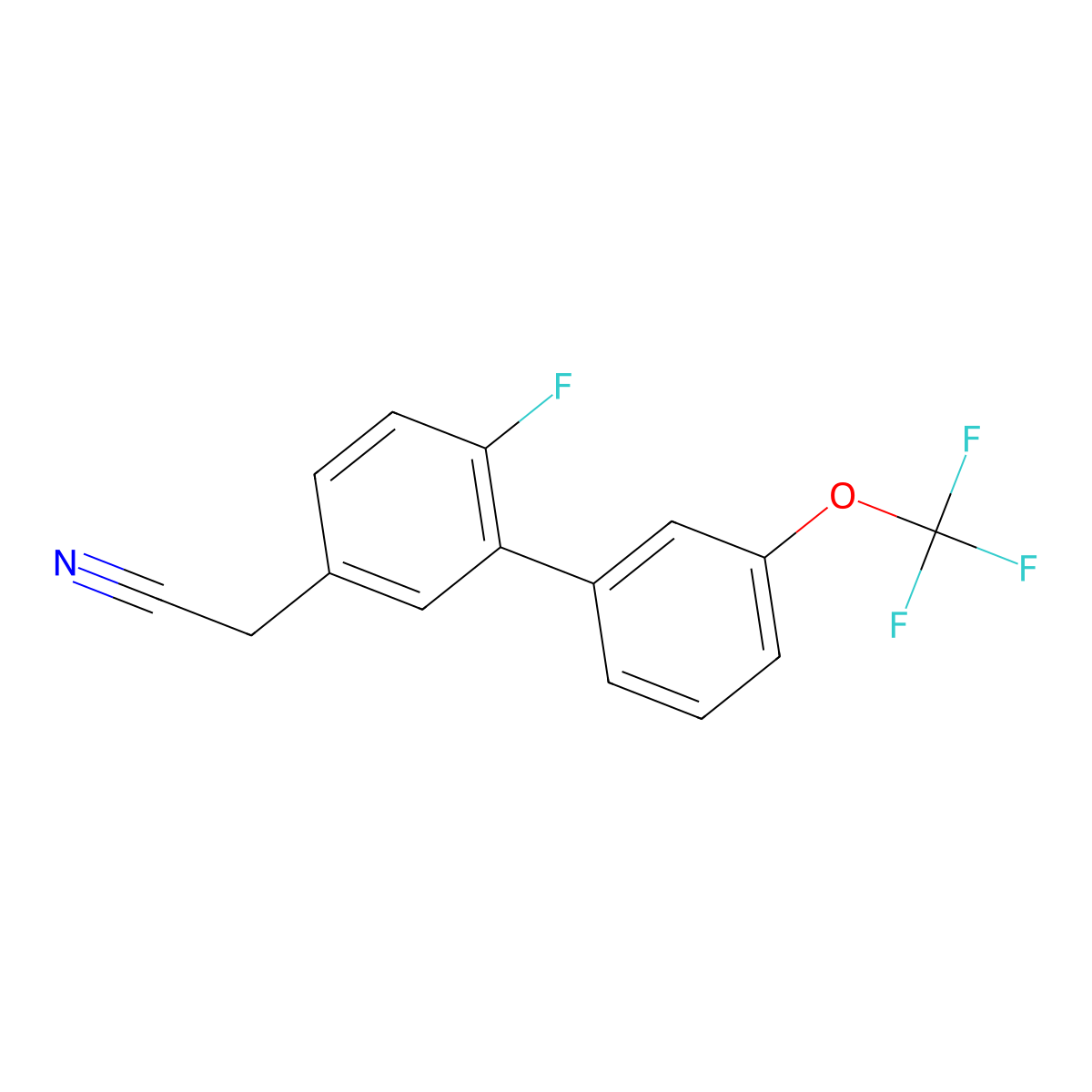 2-(6-Fluoro-3'-(trifluoromethoxy)-[1,1'-biphenyl]-3-yl)acetonitrile molecular structure, CAS 1261853-35-3