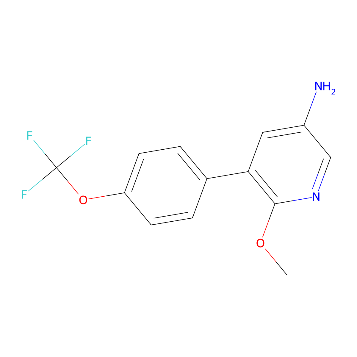 6-Methoxy-5-(4-(trifluoromethoxy)phenyl)pyridin-3-amine molecular structure, CAS 1261853-72-8