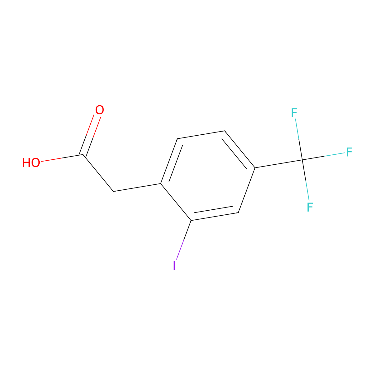 2-(2-Iodo-4-(trifluoromethyl)phenyl)acetic acid molecular structure, CAS 1261854-04-9