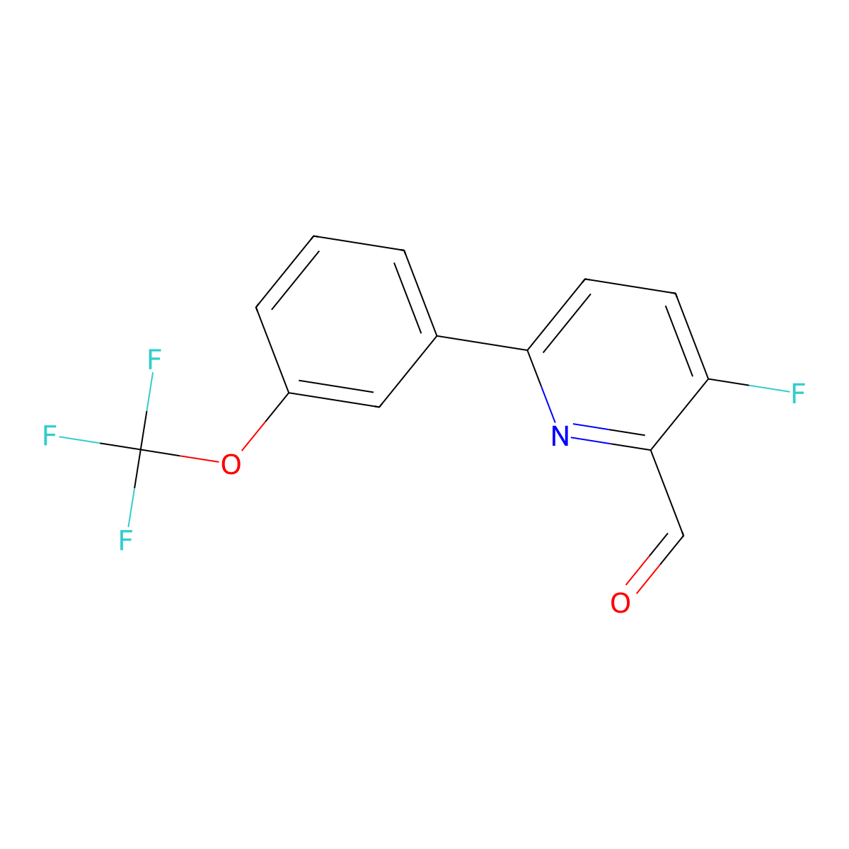 3-Fluoro-6-(3-(trifluoromethoxy)phenyl)picolinaldehyde molecular structure, CAS 1261854-93-6