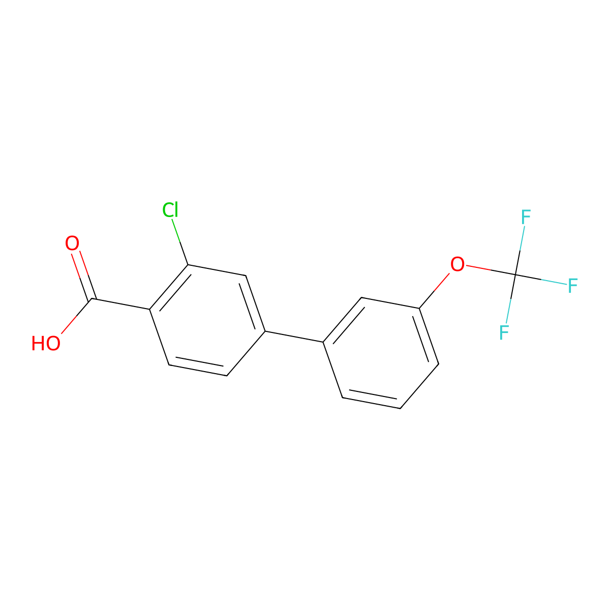 2-Chloro-4-(3-trifluoromethoxyphenyl)benzoic acid molecular structure, CAS 1261855-01-9
